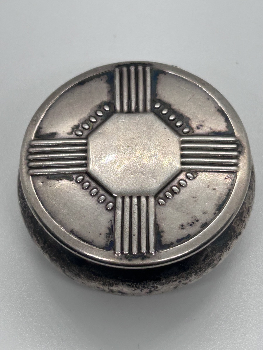 Art Deco Snuffbox In Solid Silver, Gilded Interior-photo-2