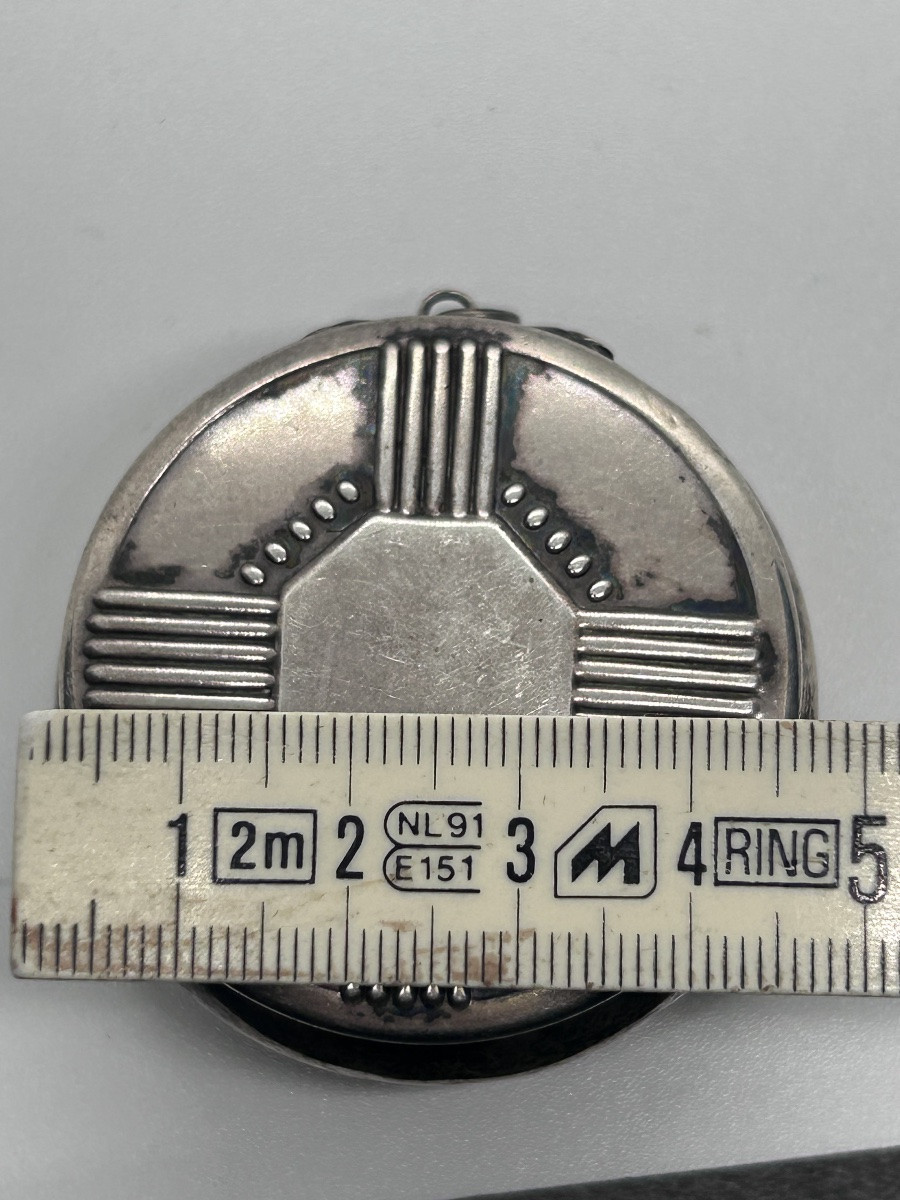 Art Deco Snuffbox In Solid Silver, Gilded Interior-photo-2