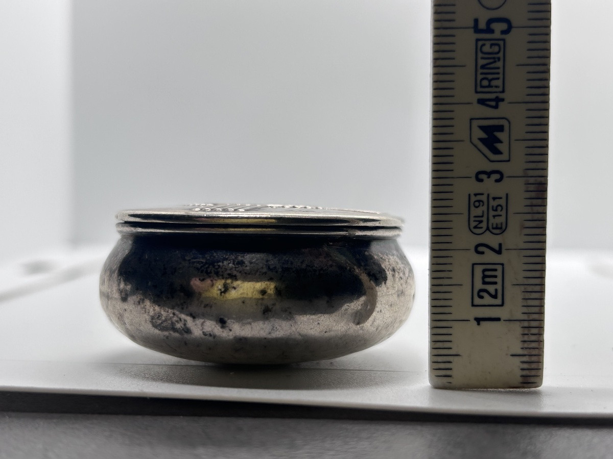 Art Deco Snuffbox In Solid Silver, Gilded Interior-photo-4