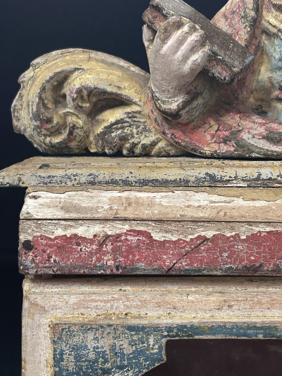 Painted Wooden Reliquary Box, From Luxembourg, Late 18th Century-photo-3