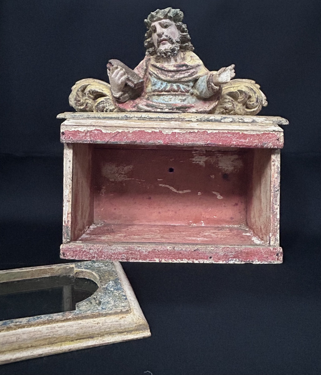 Painted Wooden Reliquary Box, From Luxembourg, Late 18th Century-photo-2