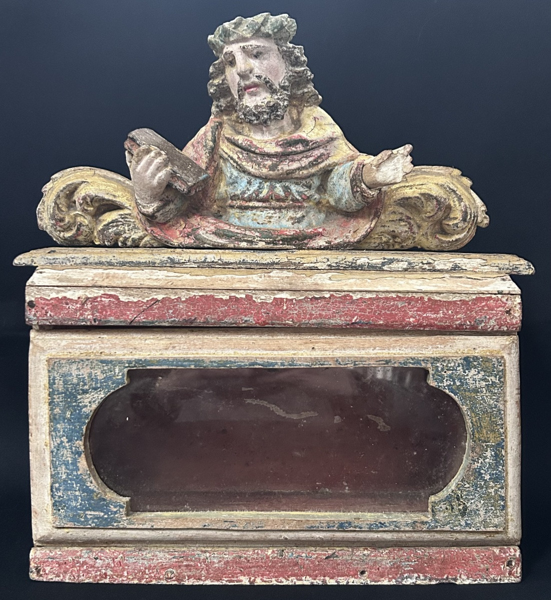 Painted Wooden Reliquary Box, From Luxembourg, Late 18th Century-photo-8