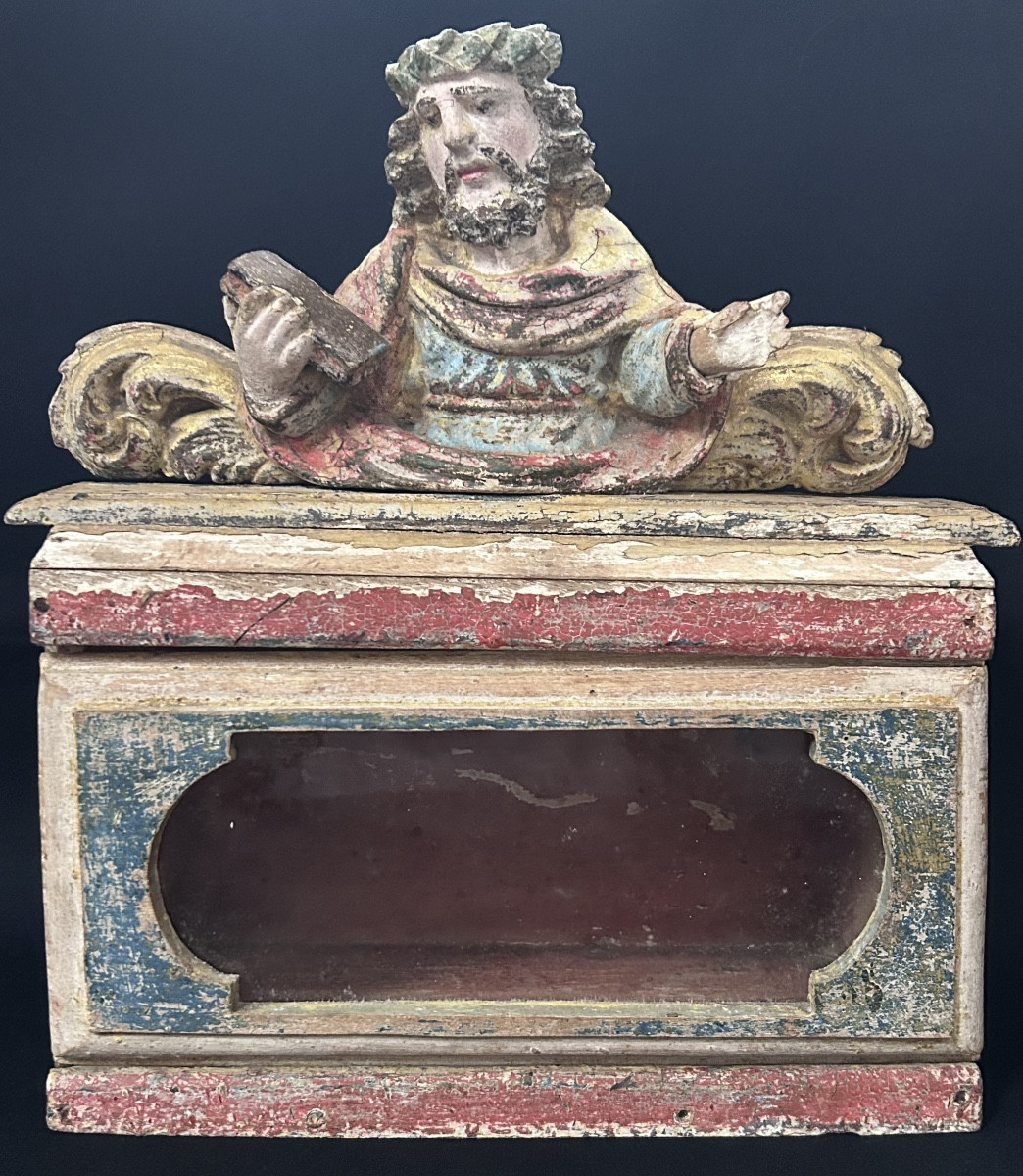 Painted Wooden Reliquary Box, From Luxembourg, Late 18th Century