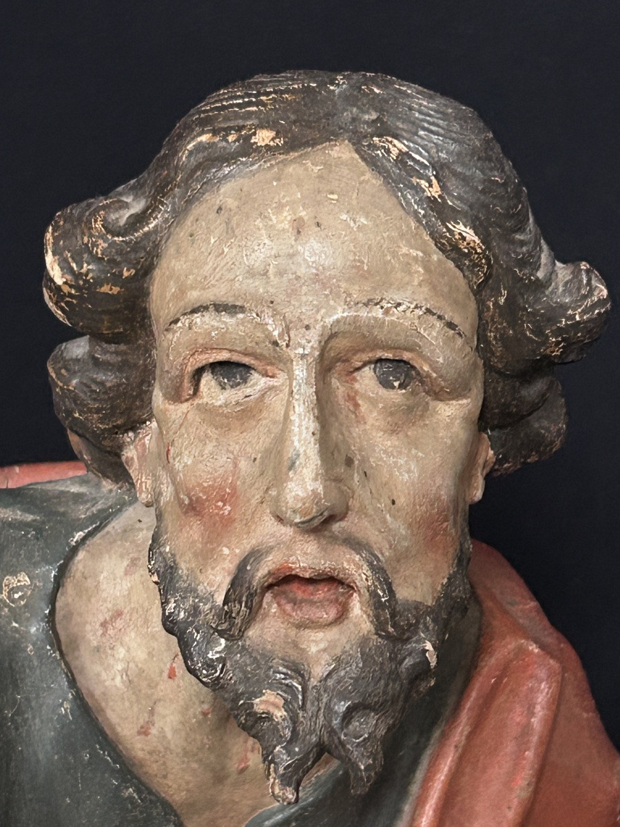 Statue Of Saint Matthew In Carved Wood, Scholtus Luxembourg Workshops -photo-2