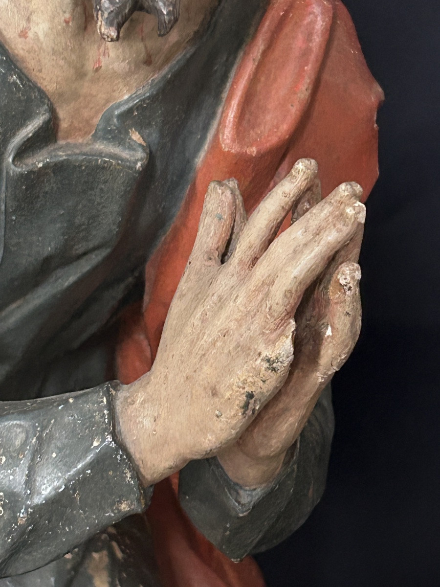 Statue Of Saint Matthew In Carved Wood, Scholtus Luxembourg Workshops -photo-3