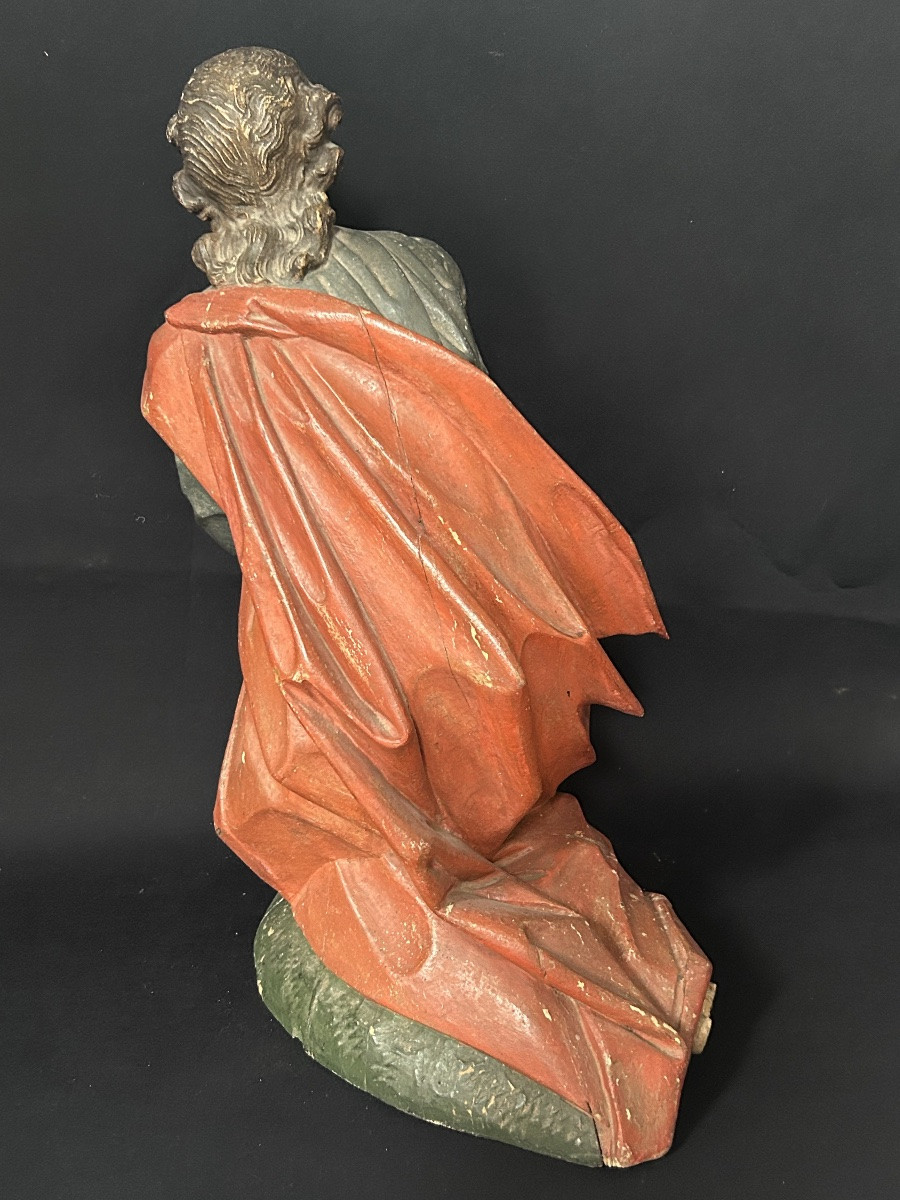 Statue Of Saint Matthew In Carved Wood, Scholtus Luxembourg Workshops -photo-4