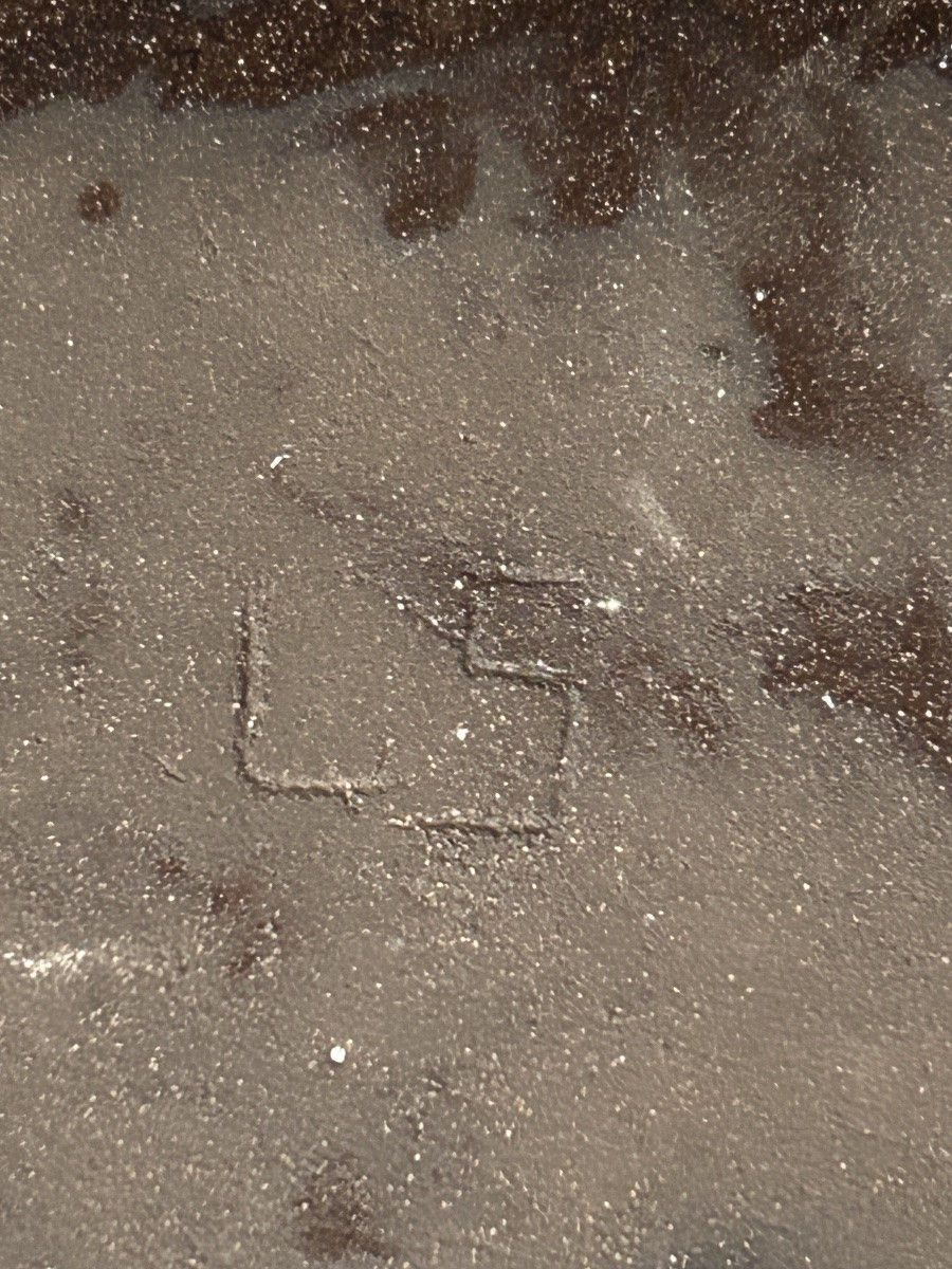 Monogrammed Ls Glazed Stoneware Plate, 1950s-photo-4