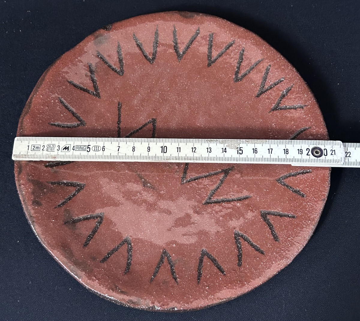 Monogrammed Ls Glazed Stoneware Plate, 1950s-photo-1