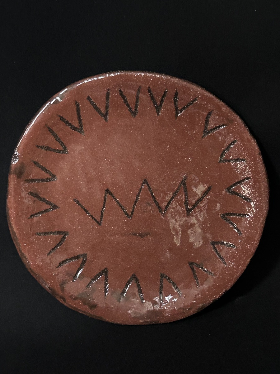 Monogrammed Ls Glazed Stoneware Plate, 1950s-photo-2