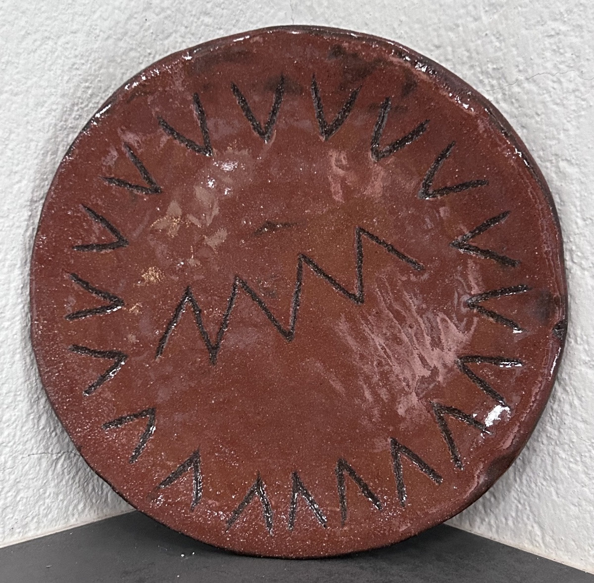 Monogrammed Ls Glazed Stoneware Plate, 1950s-photo-3