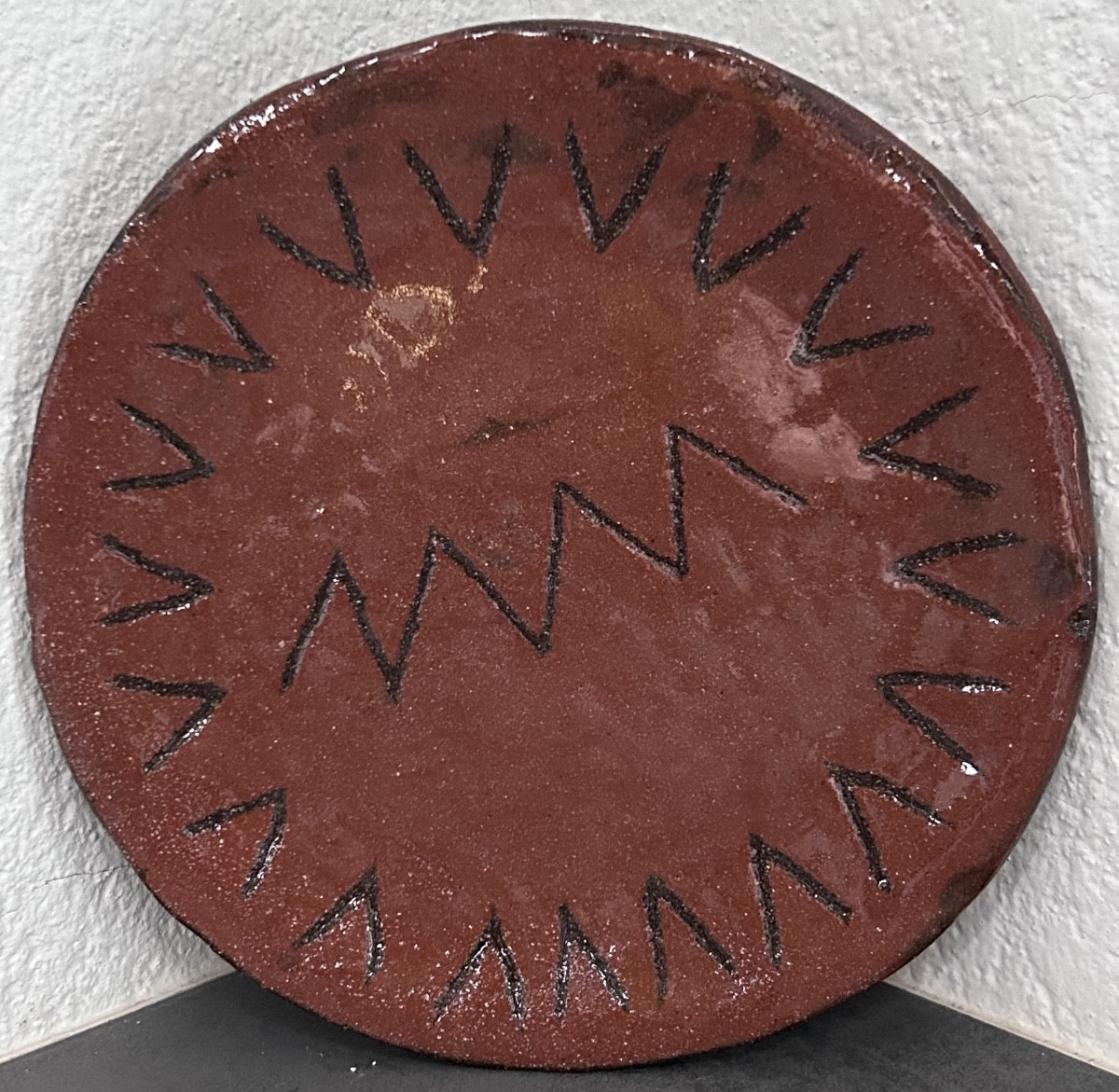 Monogrammed Ls Glazed Stoneware Plate, 1950s