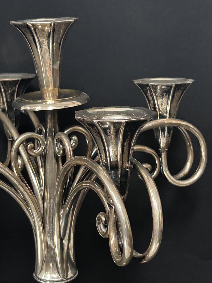 Chandelier hongrois en argent massif-photo-3