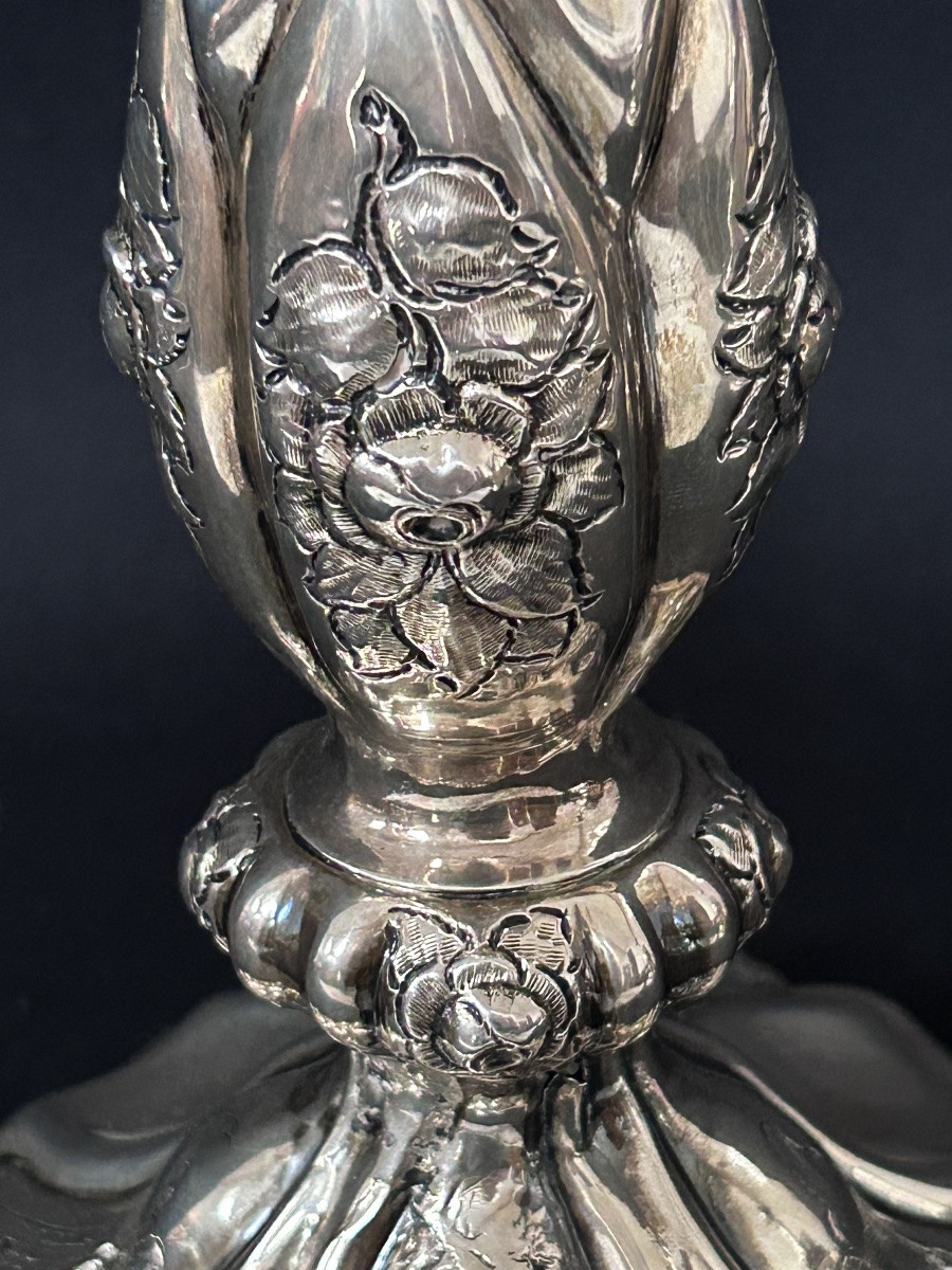 Paire de chandeliers hongrois en argent massif 13 lot -photo-1