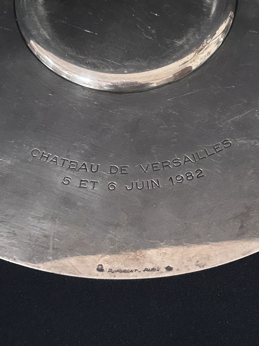 Puiforcat, assiette de présentation en argent massif, cadeau du Président François Mitterand-photo-2