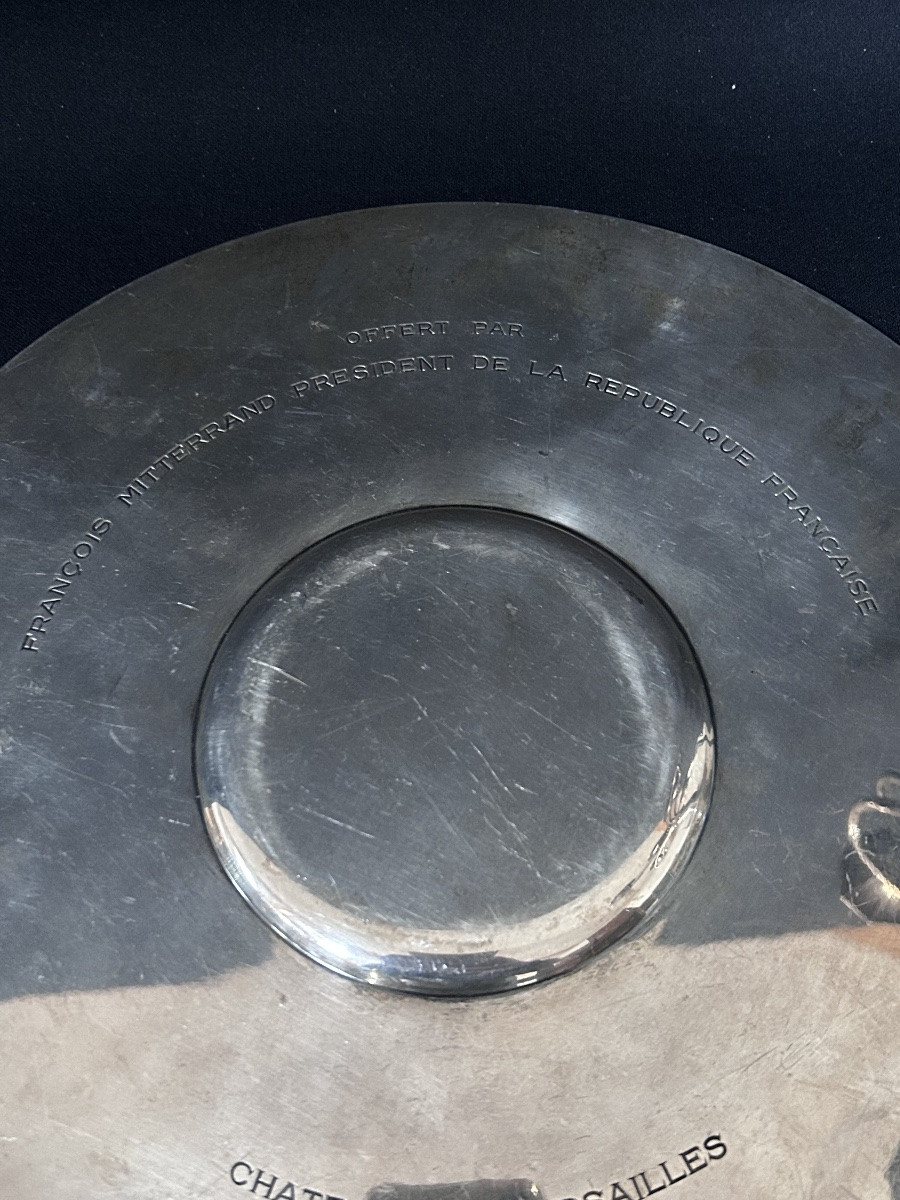 Puiforcat, assiette de présentation en argent massif, cadeau du Président François Mitterand-photo-3