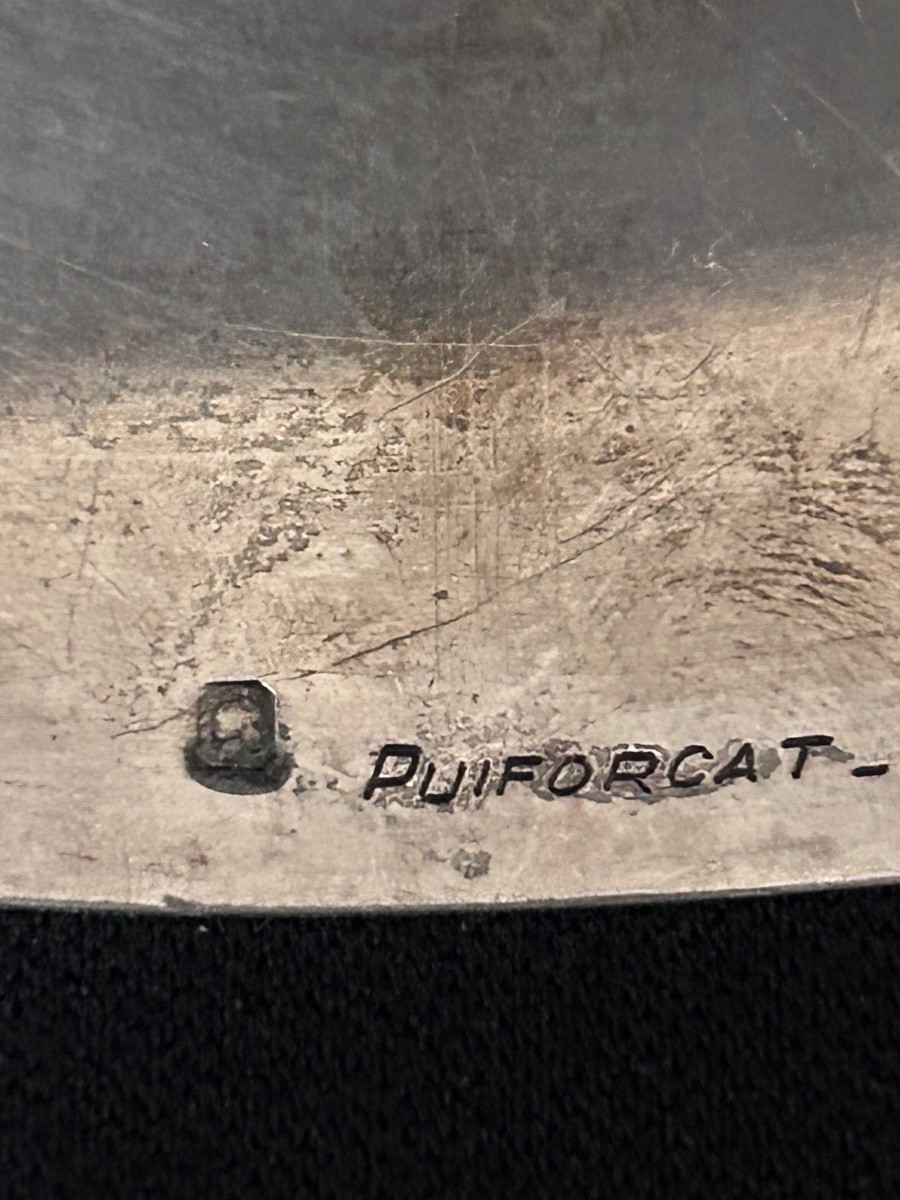 Puiforcat, assiette de présentation en argent massif, cadeau du Président François Mitterand-photo-4