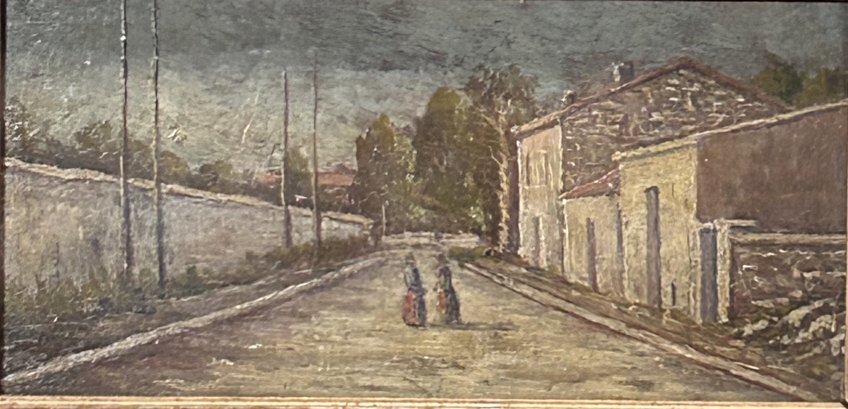 Bourg, paysage lorrain huile sur panneau-photo-3