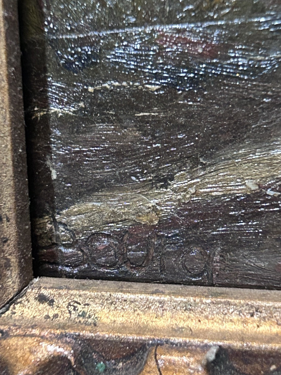 Bourg, paysage lorrain huile sur panneau-photo-4