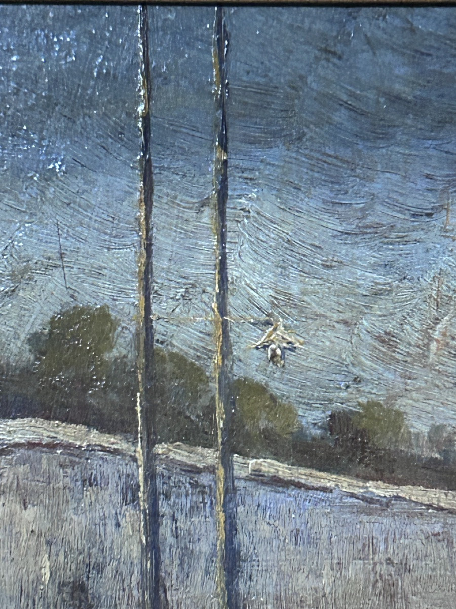 Bourg, paysage lorrain huile sur panneau-photo-4