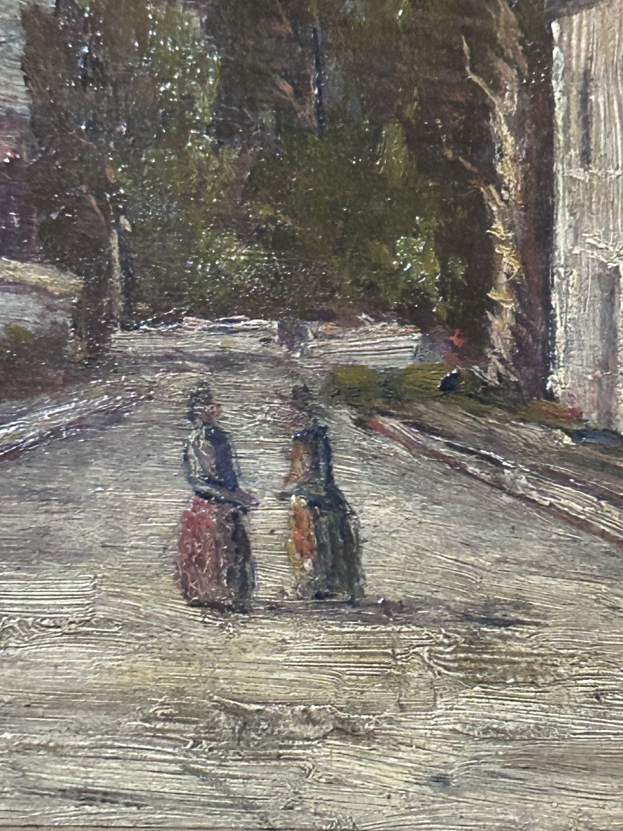 Bourg, paysage lorrain huile sur panneau-photo-5