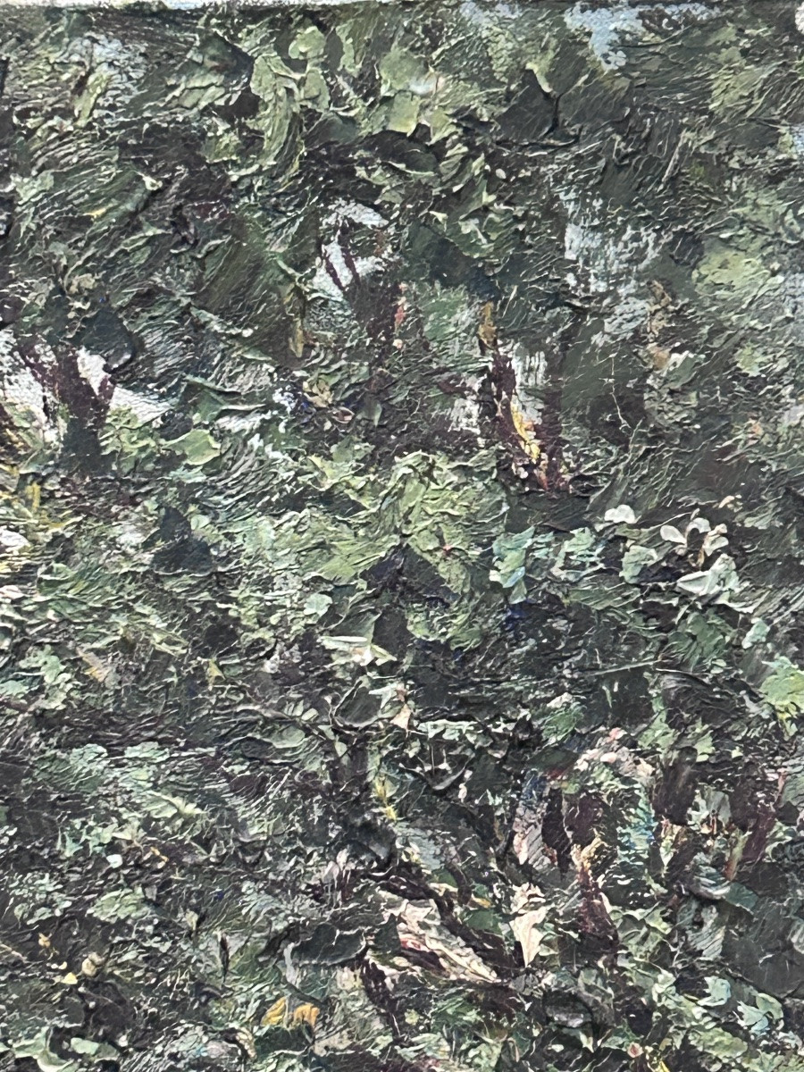 Vue de village huile sur toile signée -photo-4