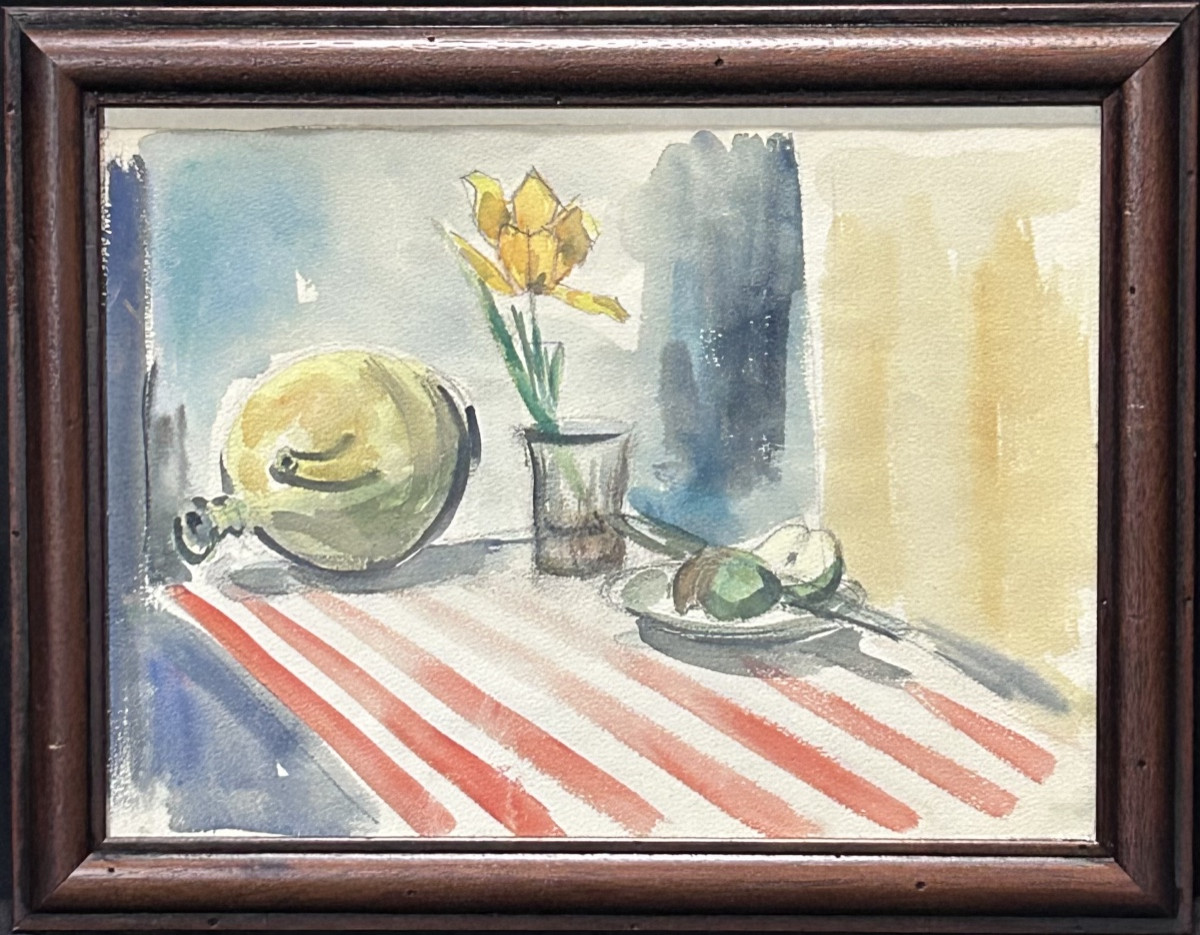 Unsigned Watercolor On Still Life Paper