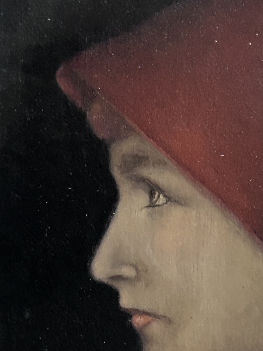 G. Machavoine, Fabiola After Henner Oil On Panel-photo-2