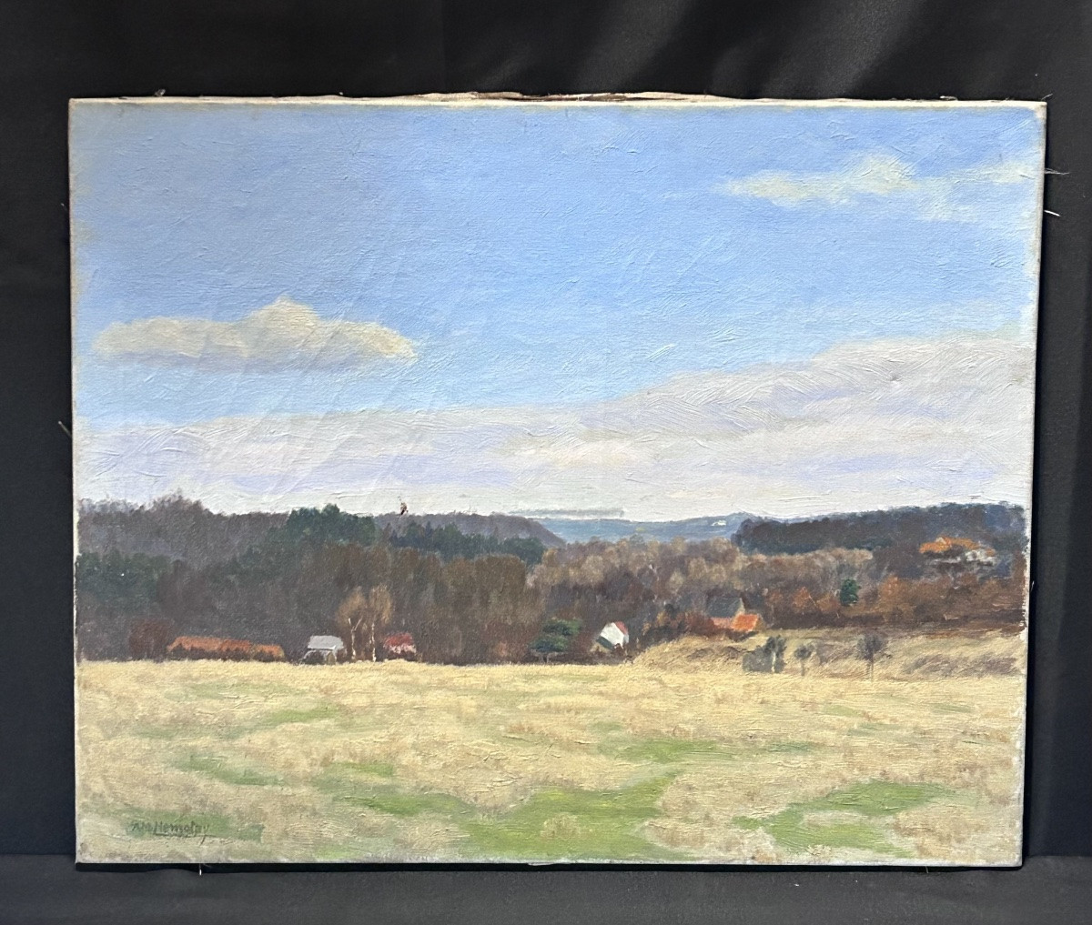 Belgian Landscape Oil On Canvas Signature To Be Defined-photo-2