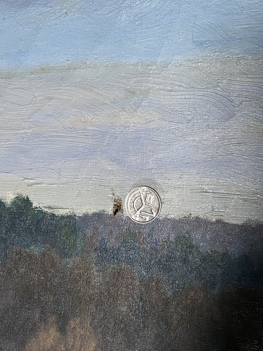 Belgian Landscape Oil On Canvas Signature To Be Defined-photo-5