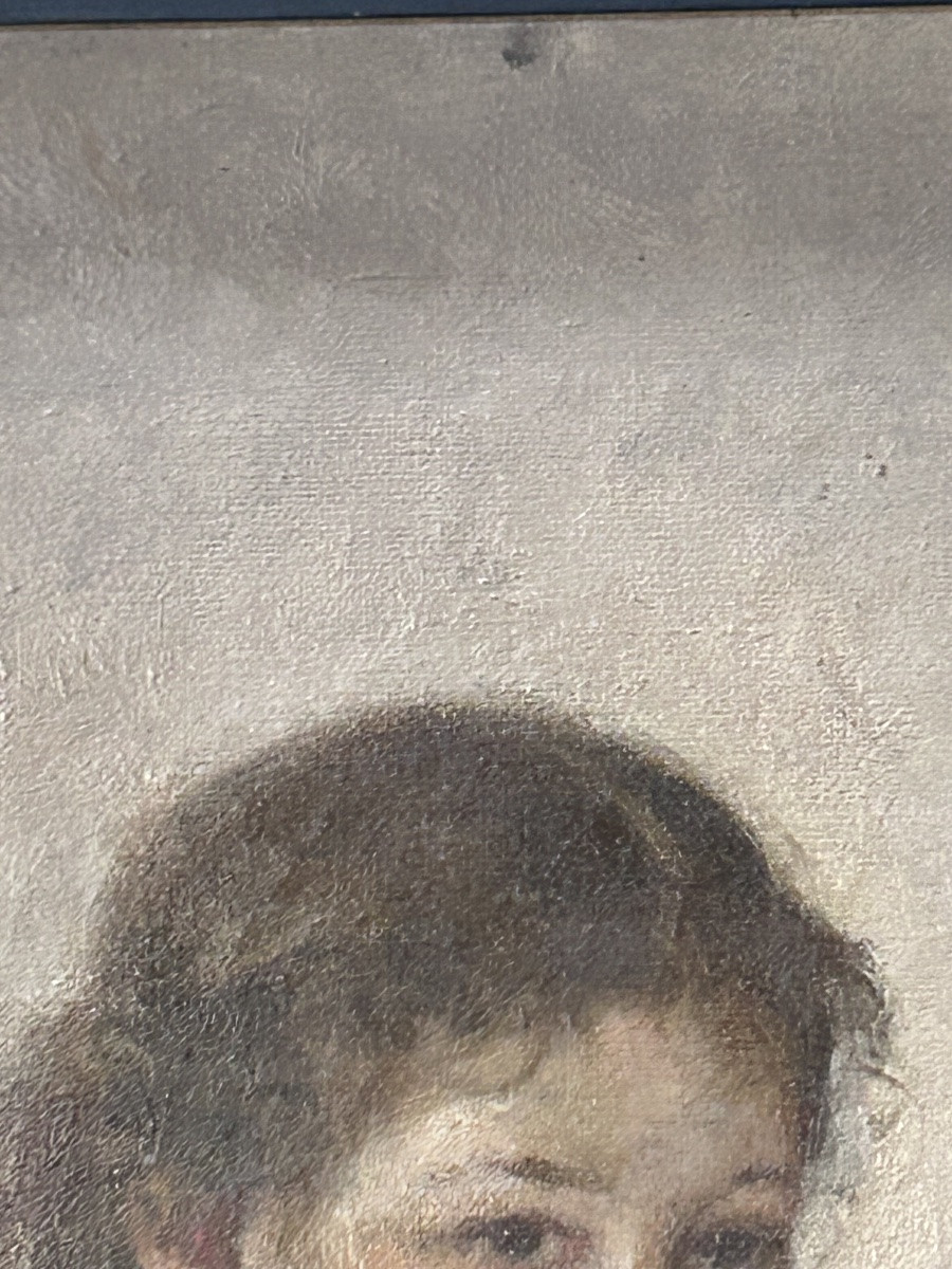 Jeune fille à la prière huile sur toile signé-photo-1