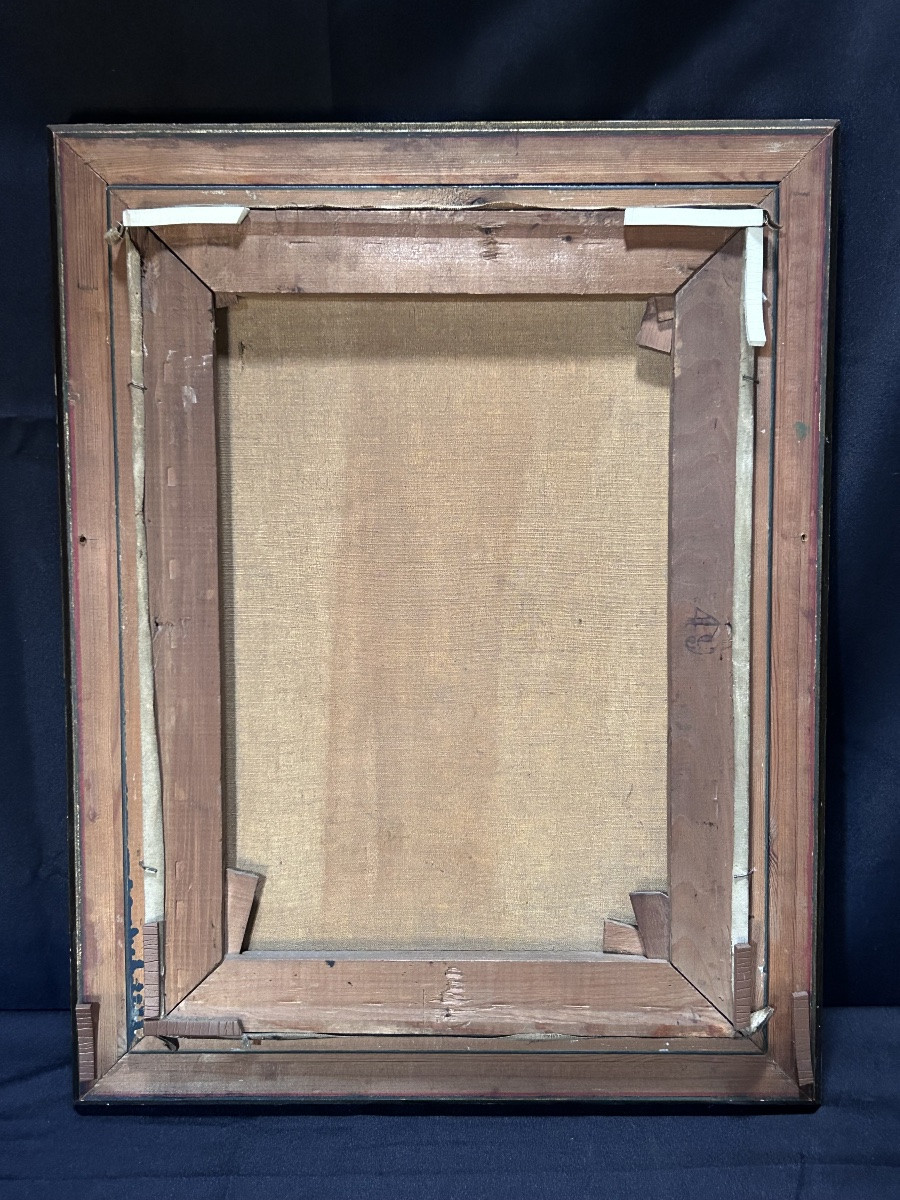 Jeune fille à la prière huile sur toile signé-photo-6