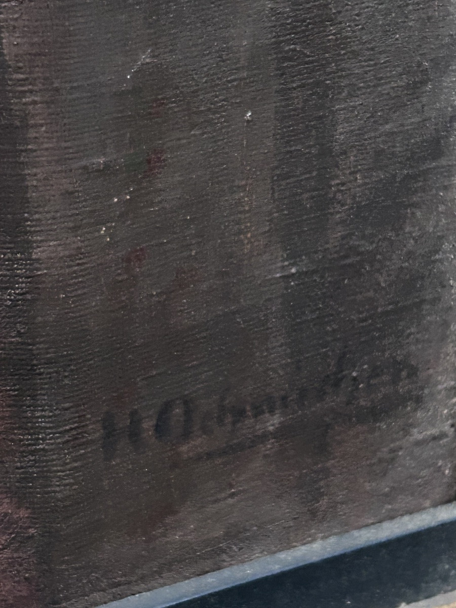 Jeune fille à la prière huile sur toile signé-photo-7