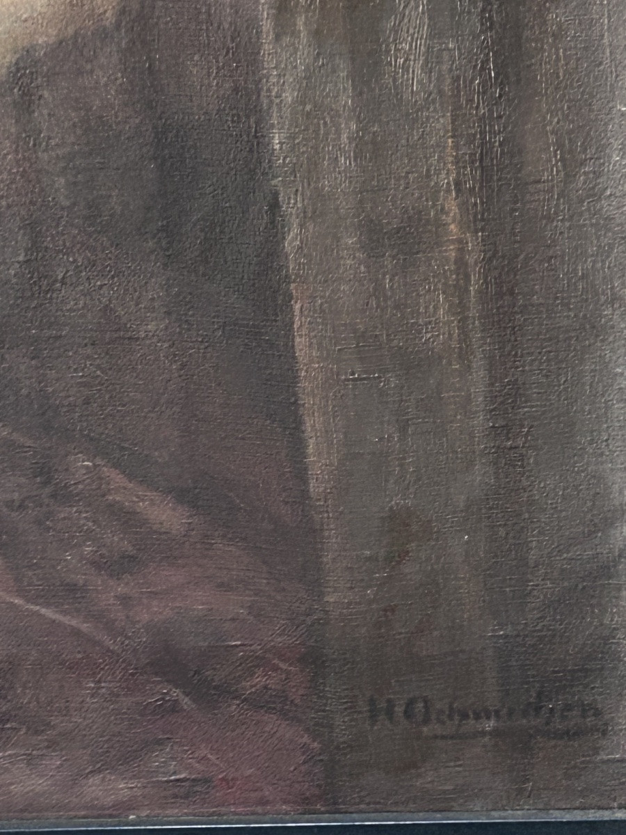 Jeune fille à la prière huile sur toile signé-photo-8