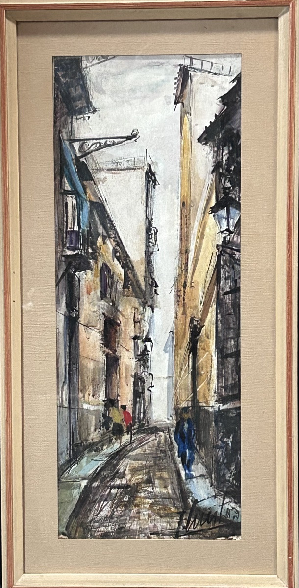 Mixed Media On Paper, Urban Landscape Signed-photo-3