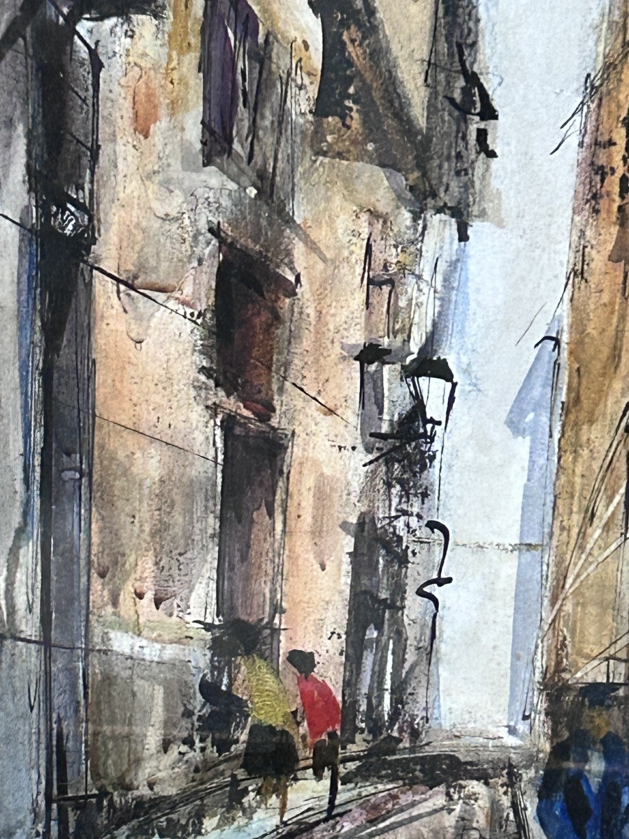 Mixed Media On Paper, Urban Landscape Signed-photo-6