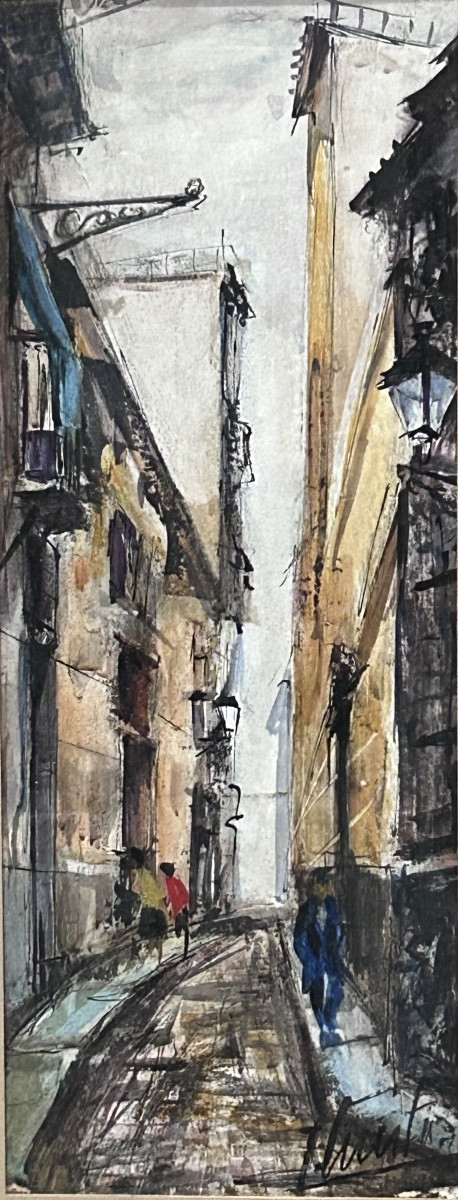 Mixed Media On Paper, Urban Landscape Signed