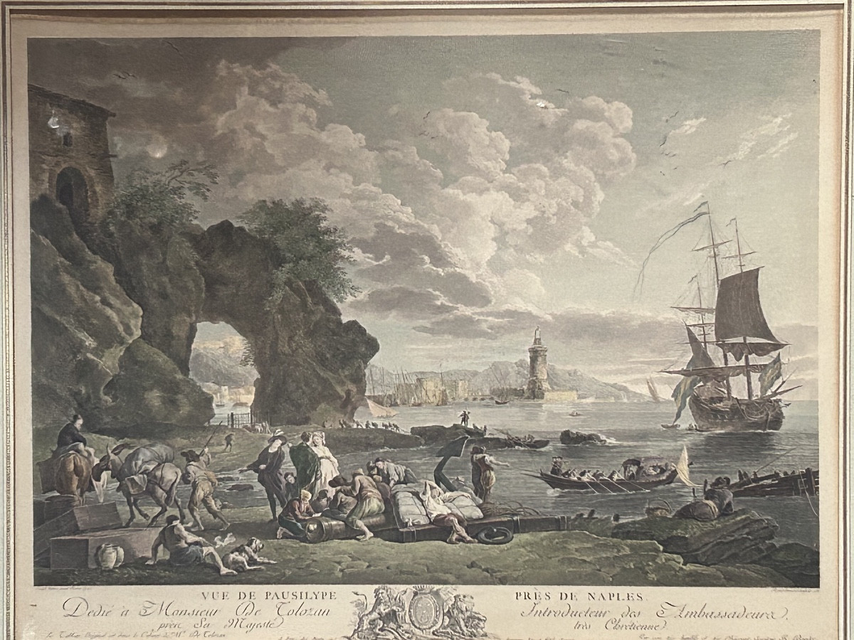 Gravure « Vue de Pausylipe » par Joseph Vernet de Robert Daudet