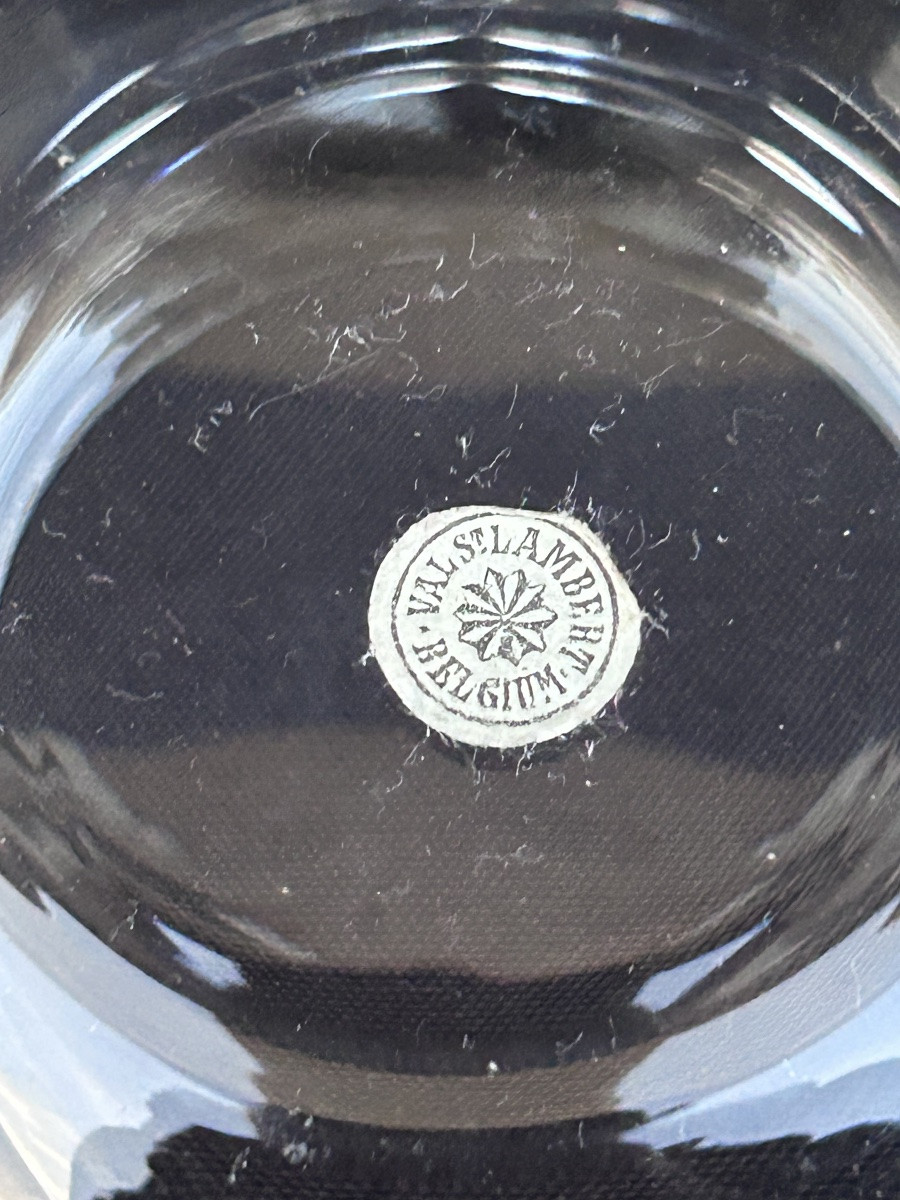 Val Saint Lambert, Art Deco Mustard Pot In Crystal And Silver-plated Metal-photo-4