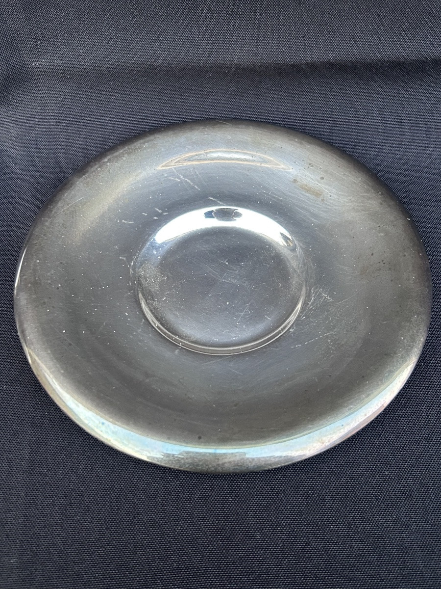 Val Saint Lambert, Art Deco Mustard Pot In Crystal And Silver-plated Metal-photo-6