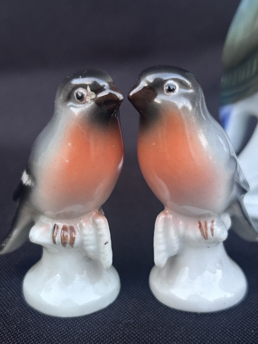 Lot de 5 figurines en porcelaines allemandes vers 1900, oiseaux-photo-2