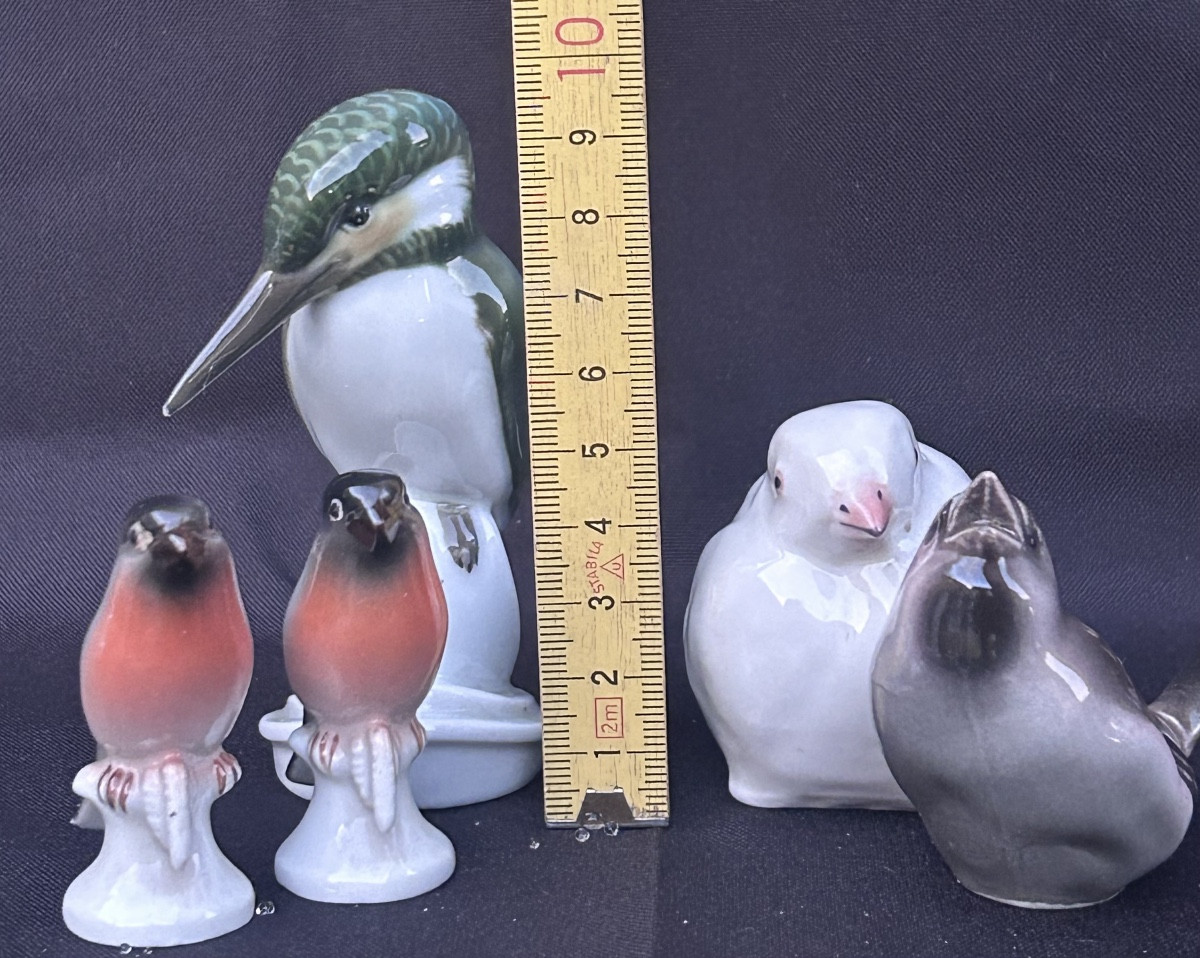 Lot de 5 figurines en porcelaines allemandes vers 1900, oiseaux-photo-8