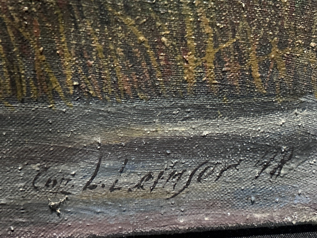 Oil On Canvas Landscape Signature To Be Identified-photo-3
