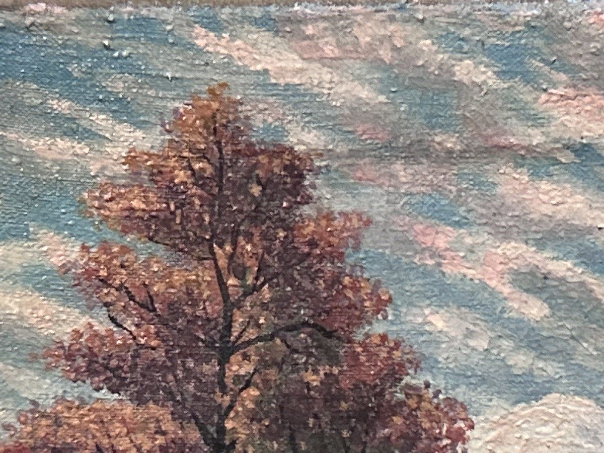 Oil On Canvas Landscape Signature To Be Identified-photo-4