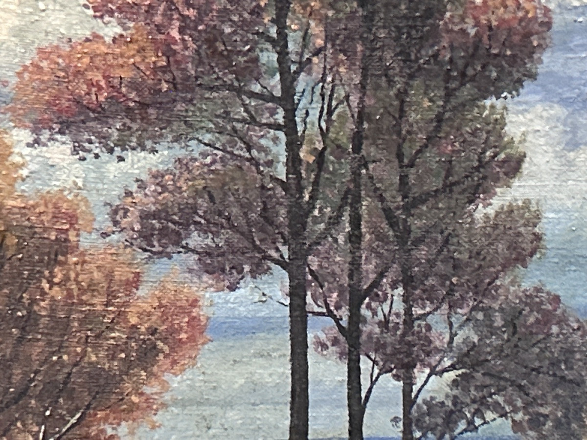 Oil On Canvas Landscape Signature To Be Identified-photo-2