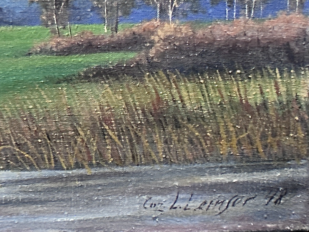 Oil On Canvas Landscape Signature To Be Identified-photo-5