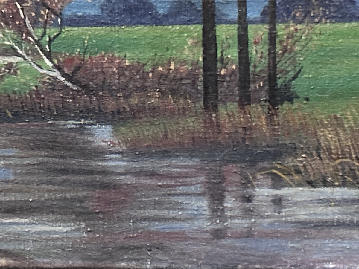 Oil On Canvas Landscape Signature To Be Identified-photo-6