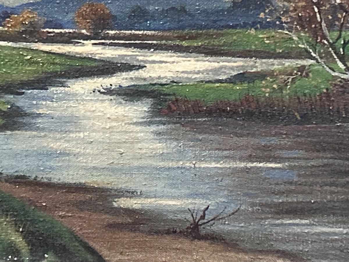 Oil On Canvas Landscape Signature To Be Identified-photo-7