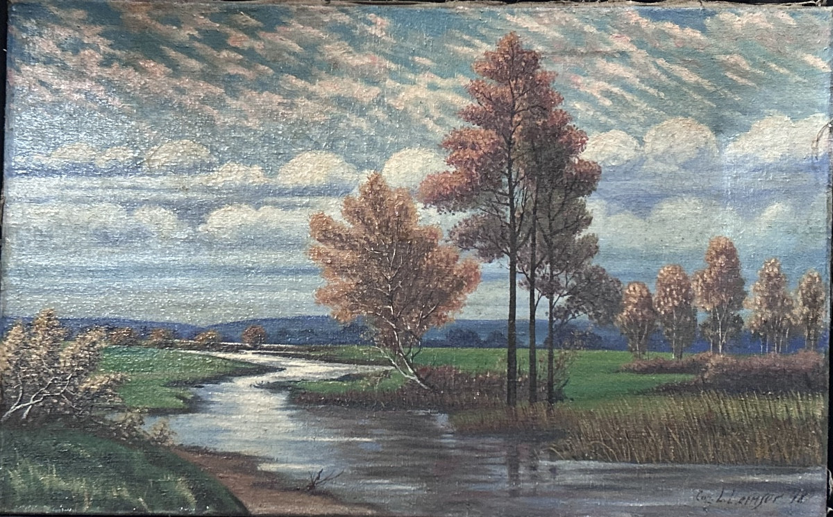 Oil On Canvas Landscape Signature To Be Identified