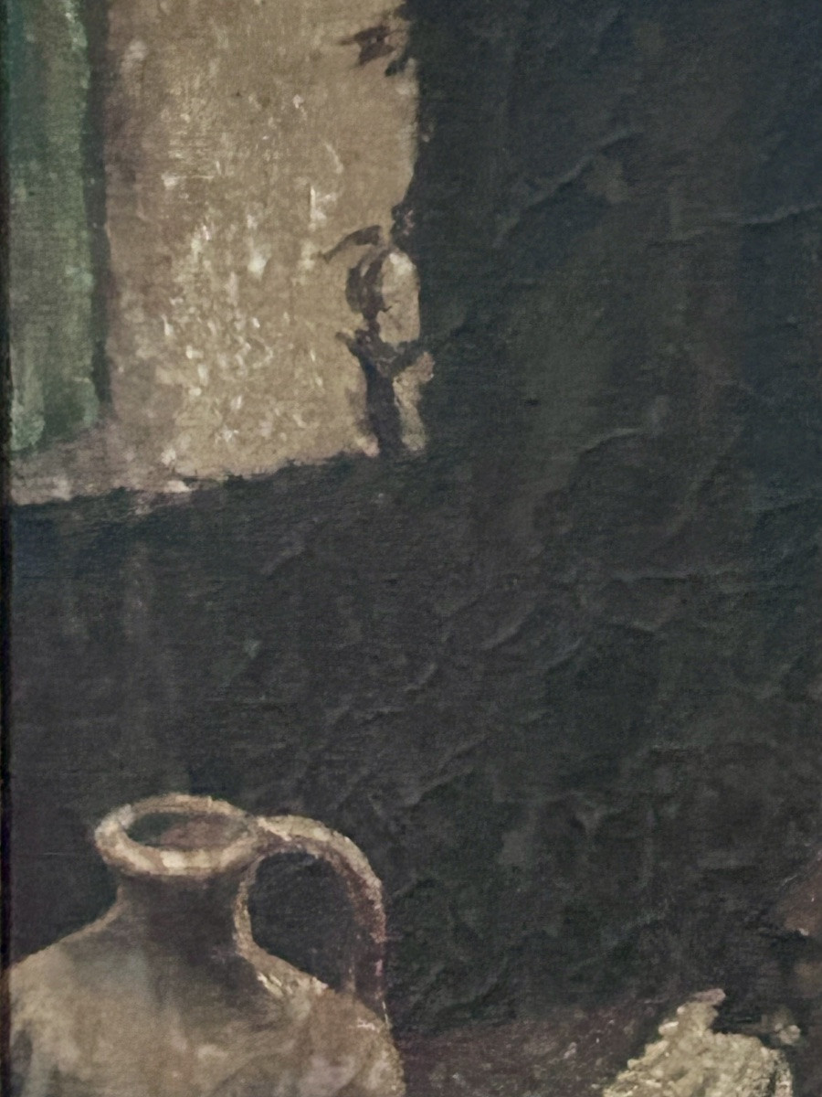 Huile sur toile portrait jeune garçon monogrammée J.B-photo-1