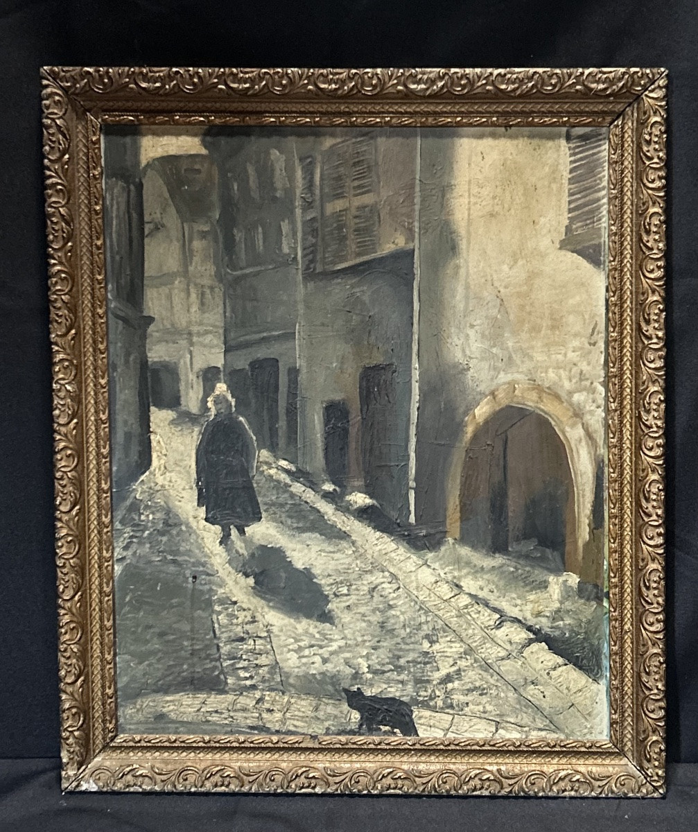 Oil On Panel, View Of The Old Town-photo-2